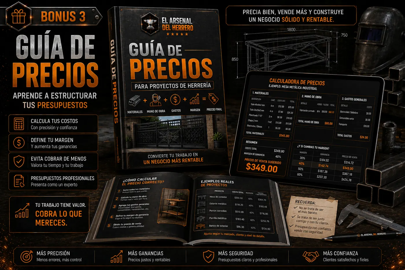 Bonus 3 — Guía de Precios para proyectos de herrería con ejemplos de cálculo